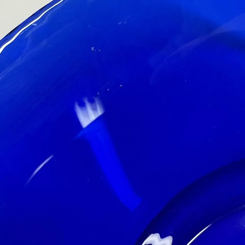 MCM Vintage Cobalt Blue Glass Serving‎ Bowl MCM Textured Bottom HTF